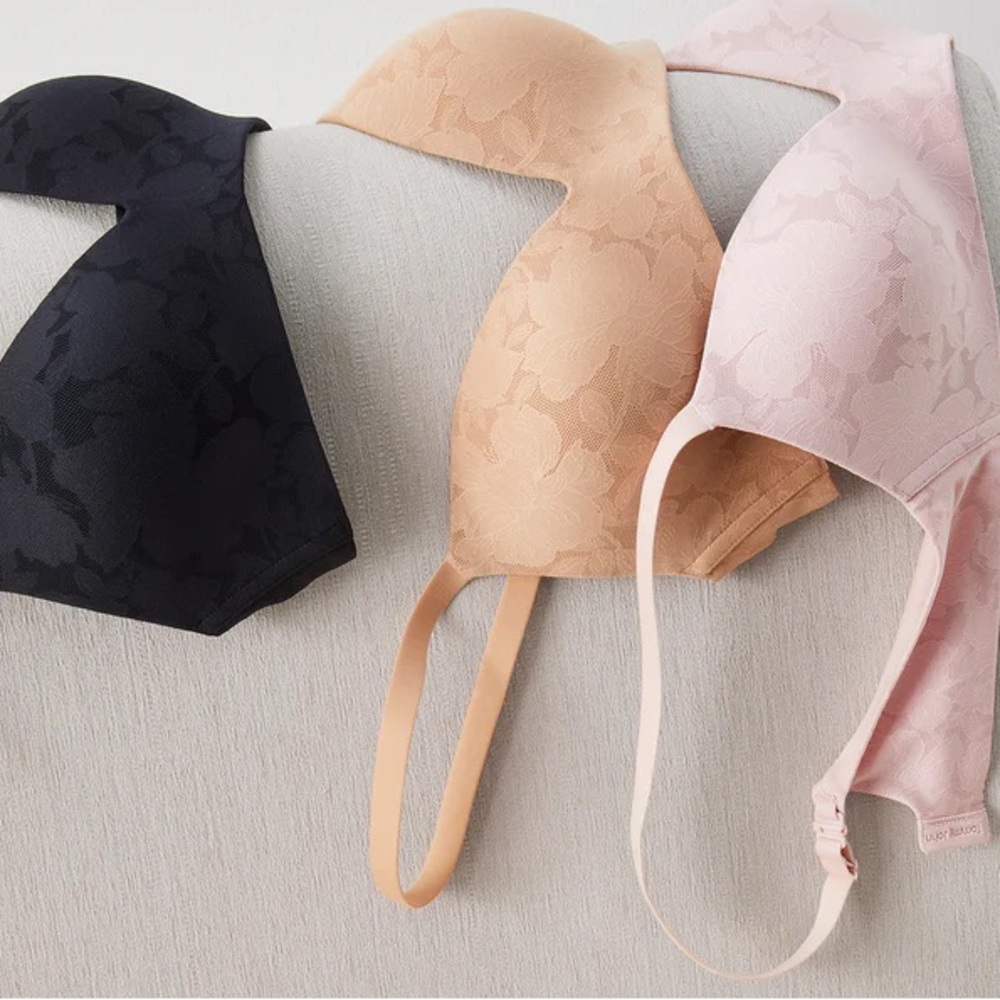 Bundle of 3 Tommy John Wireless Bras 34DD Pink/Beige/Black